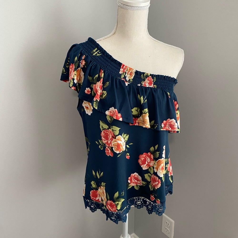 Blue off the shoulder top